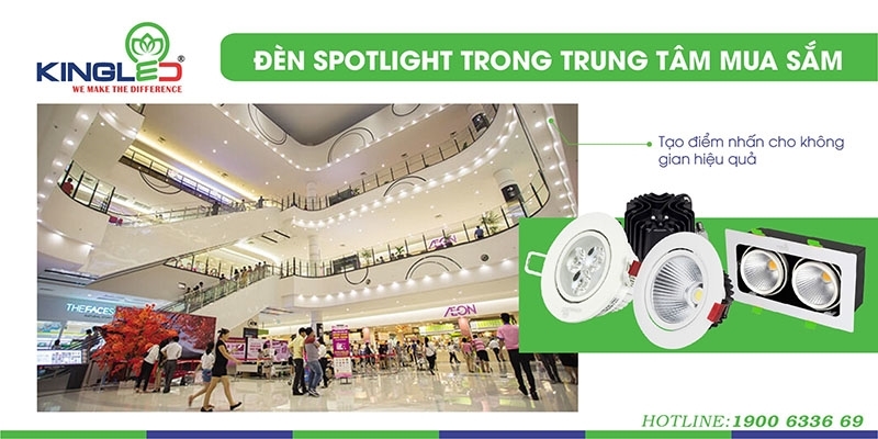 Dùng đèn spotlight tạo hiệu ứng cho các trung tâm mua sắm